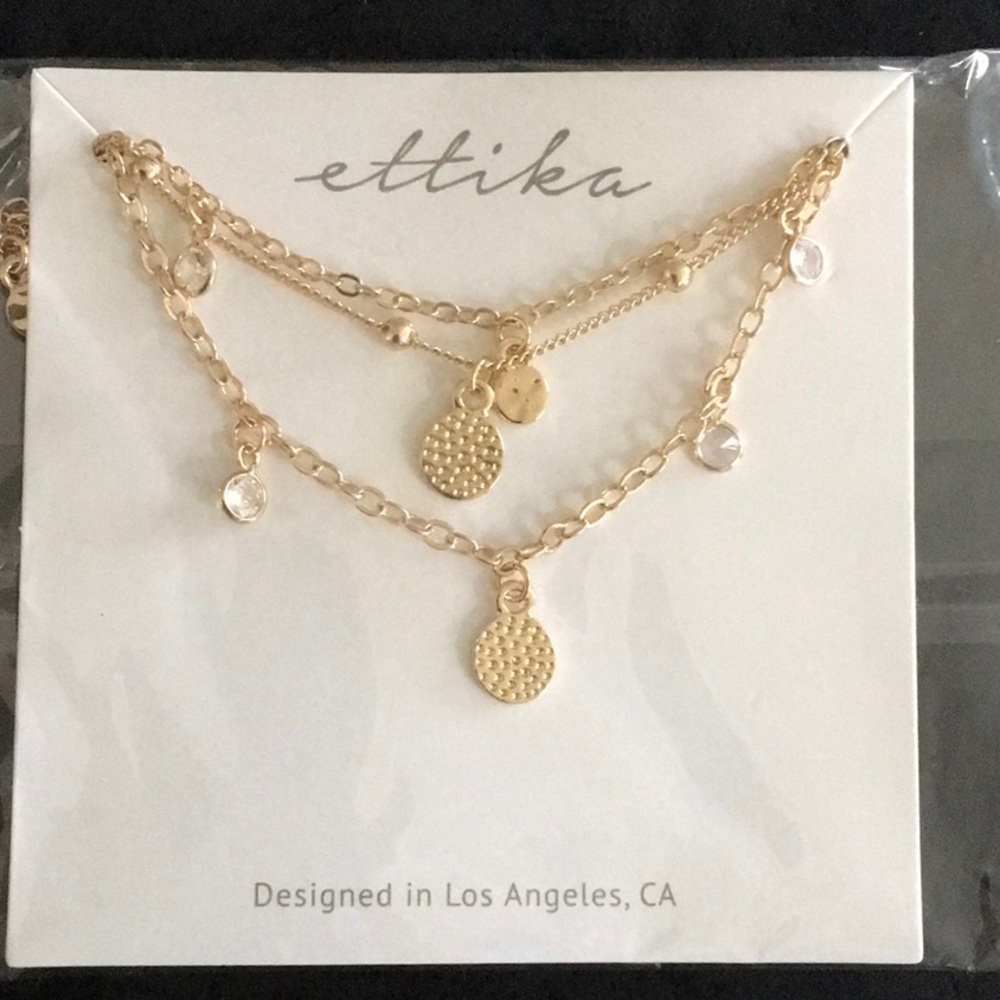 Brand New!  Ettika 3 layer goldstone necklace